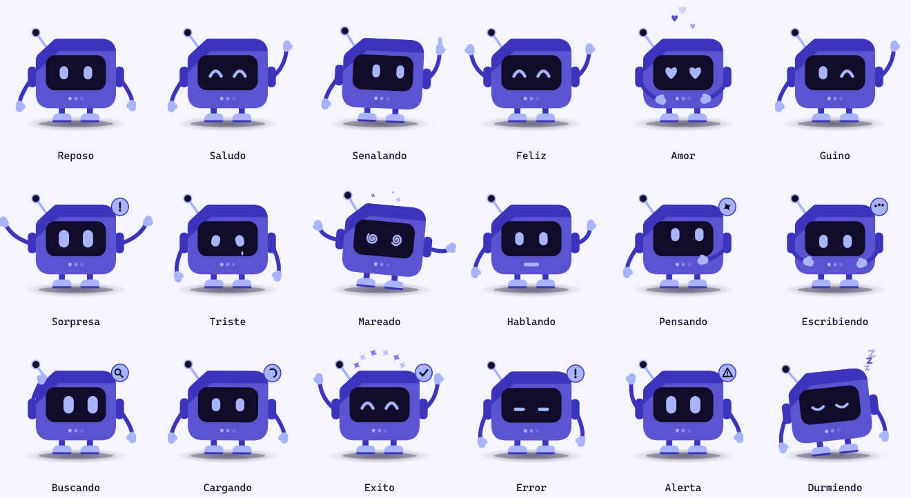 Todos los estados de la versión Patitas y manitos